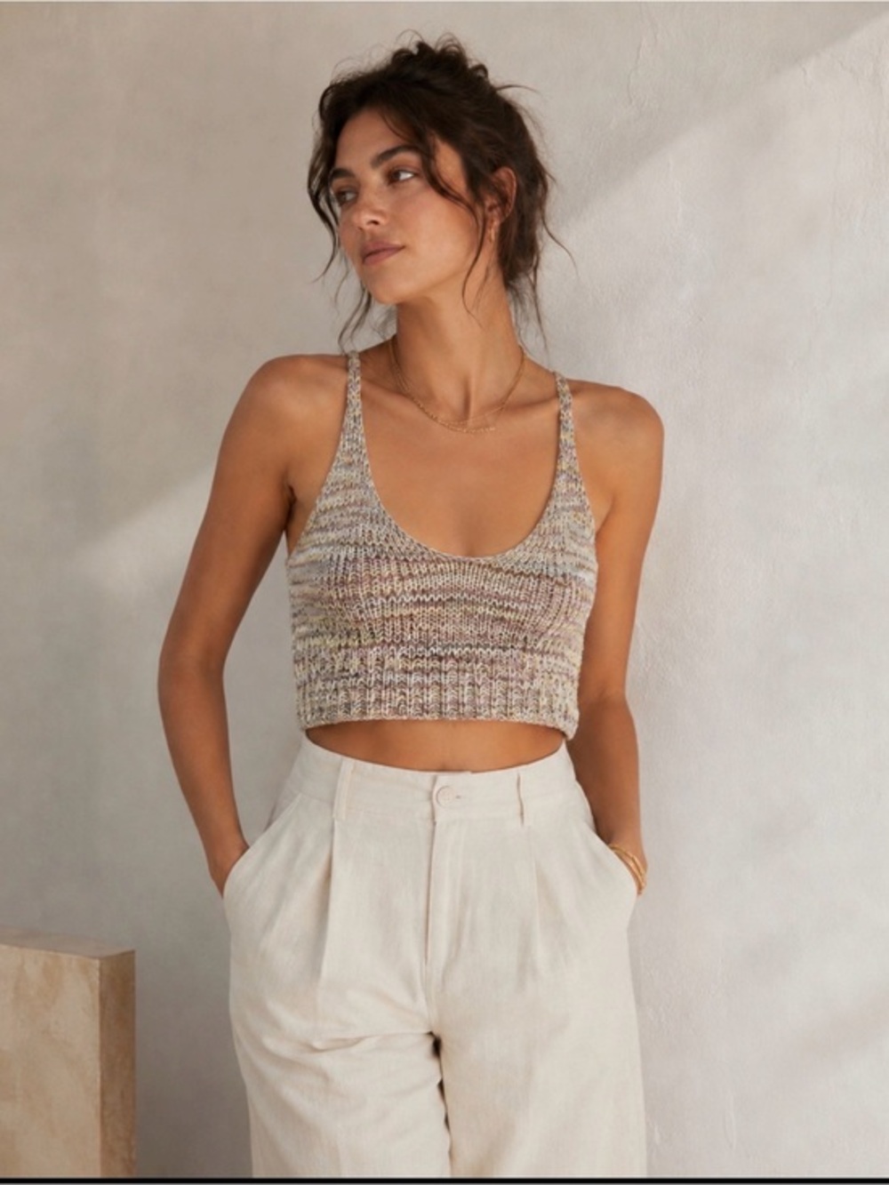 Ecote Hand-Knit Racerback Crop Top